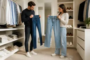 Blugi skinny sau croială dreaptă pentru proporții confort și ținute echilibrate