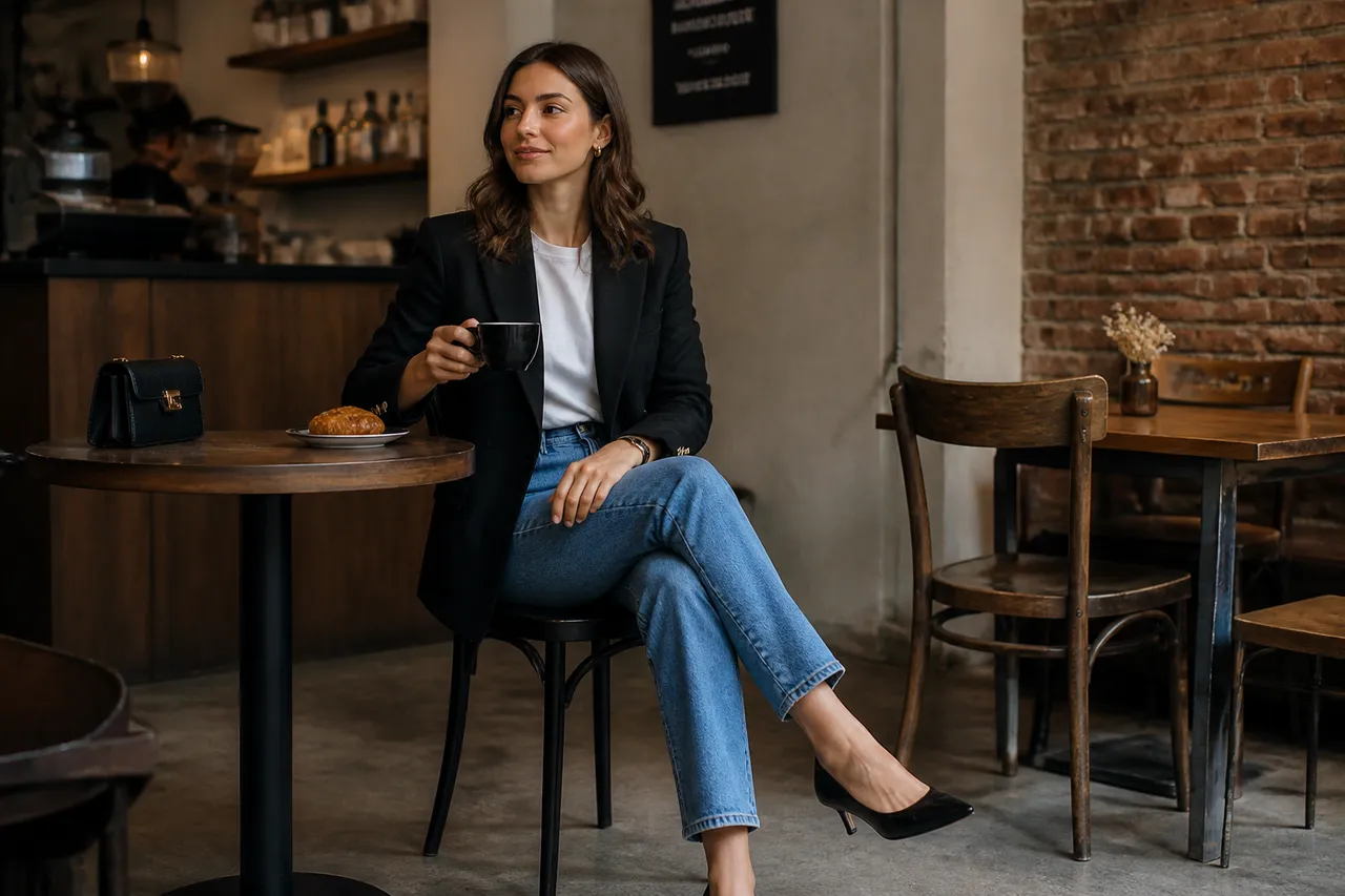 sacou structurat în ținută casual cu blugi